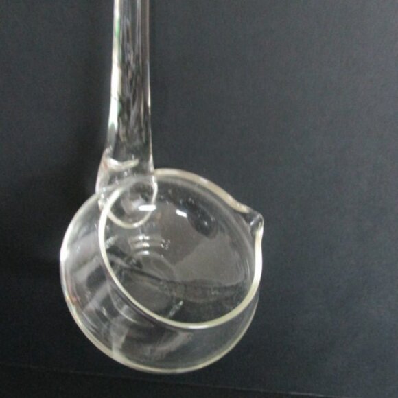 Vtg Mid Century Glass Punch Bowl Ladle Applied Handle 15" Flat Bottom - Picture 2 of 9